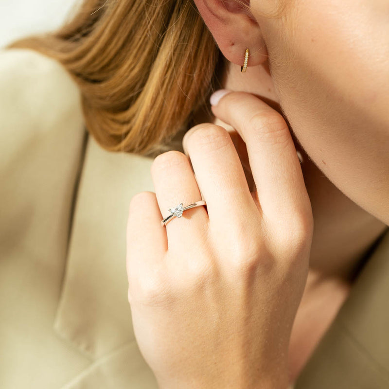 18ct White Gold Diamond Heart Ring-Ring-Walker & Hall