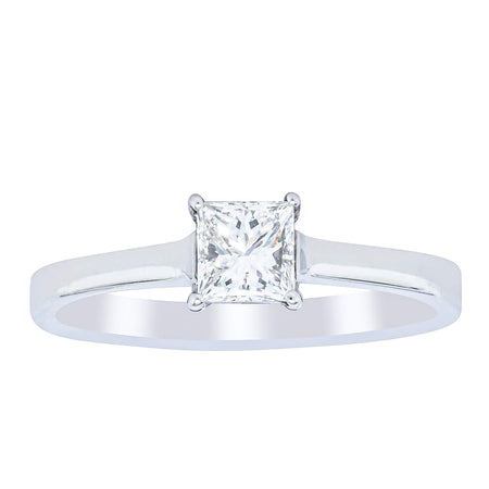 Platinum .50ct Princess Cut Diamond Ring-Ring-Walker & Hall