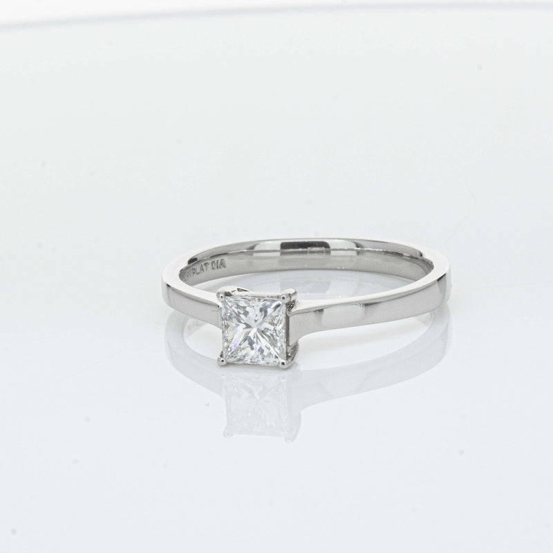 Platinum .50ct Princess Cut Diamond Ring-Ring-Walker & Hall