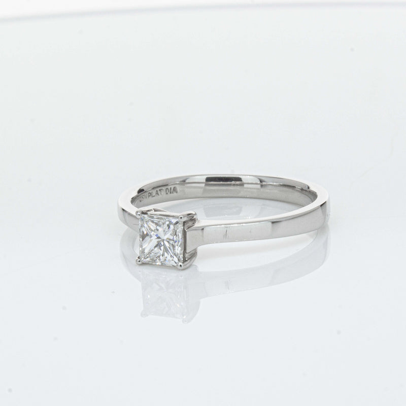 Platinum .50ct Princess Cut Diamond Ring-Ring-Walker & Hall