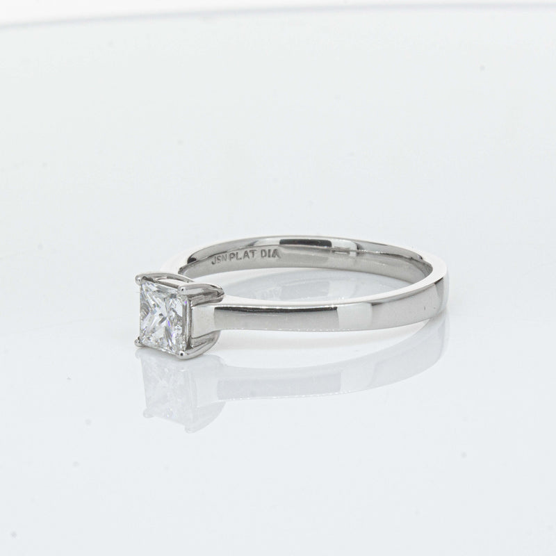 Platinum .50ct Princess Cut Diamond Ring-Ring-Walker & Hall