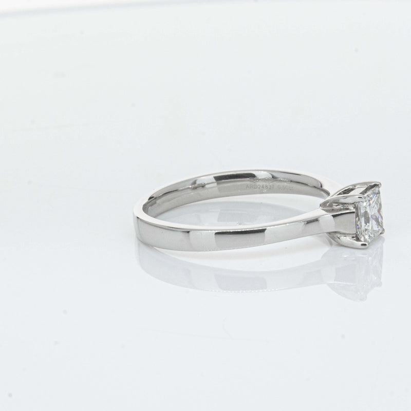 Platinum .50ct Princess Cut Diamond Ring-Ring-Walker & Hall