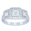 18ct White Gold Emerald Cut Diamond Ring-Ring-Walker & Hall