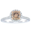 18ct White Gold Mocha Diamond Halo Ring-Ring-Walker & Hall