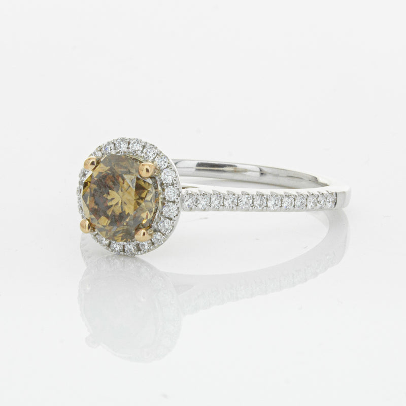 18ct White Gold Mocha Diamond Halo Ring-Ring-Walker & Hall