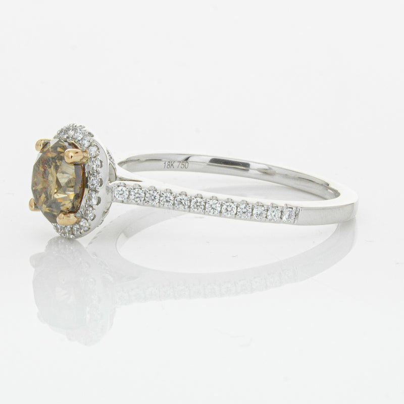 18ct White Gold Mocha Diamond Halo Ring-Ring-Walker & Hall