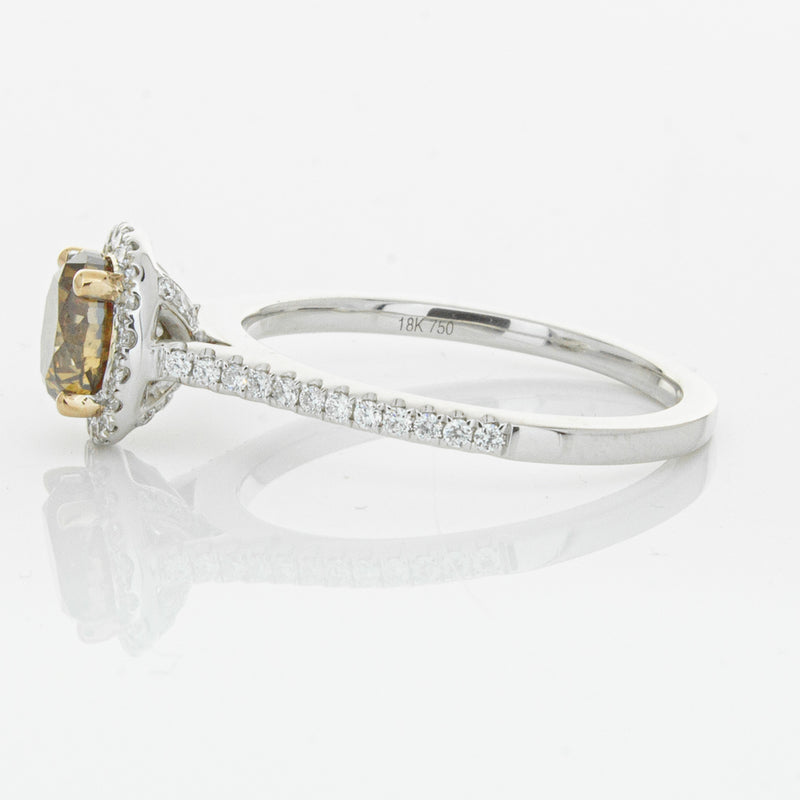 18ct White Gold Mocha Diamond Halo Ring-Ring-Walker & Hall