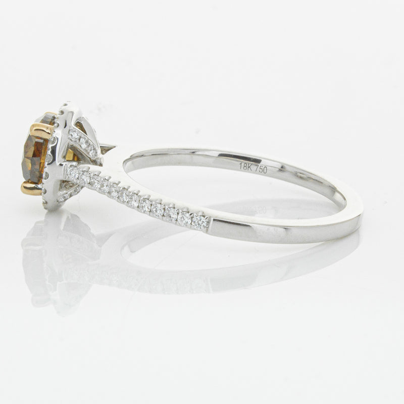 18ct White Gold Mocha Diamond Halo Ring-Ring-Walker & Hall