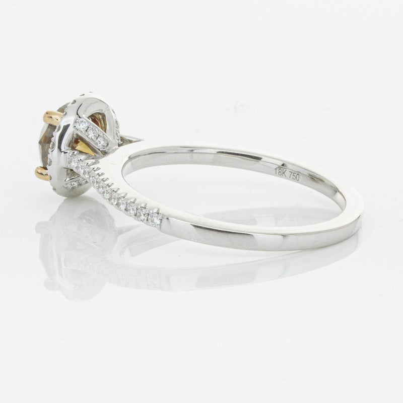 18ct White Gold Mocha Diamond Halo Ring-Ring-Walker & Hall