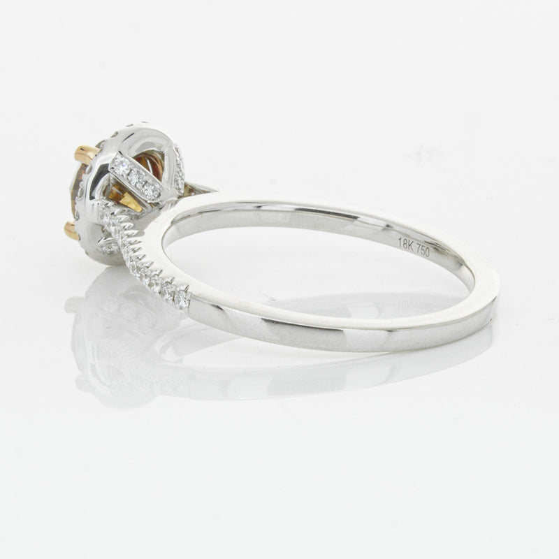 18ct White Gold Mocha Diamond Halo Ring-Ring-Walker & Hall