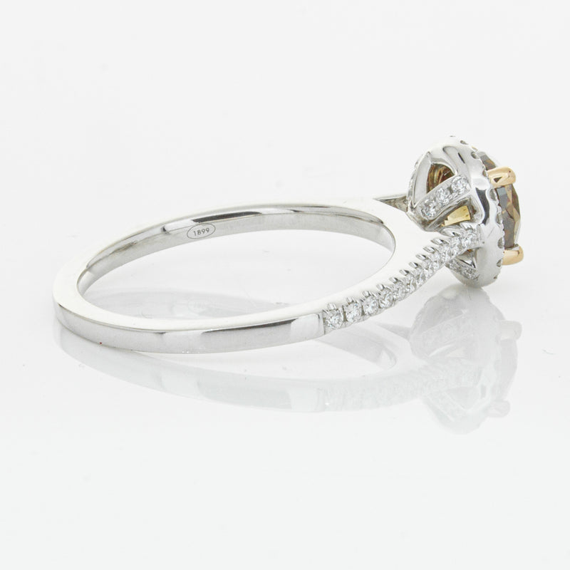 18ct White Gold Mocha Diamond Halo Ring-Ring-Walker & Hall