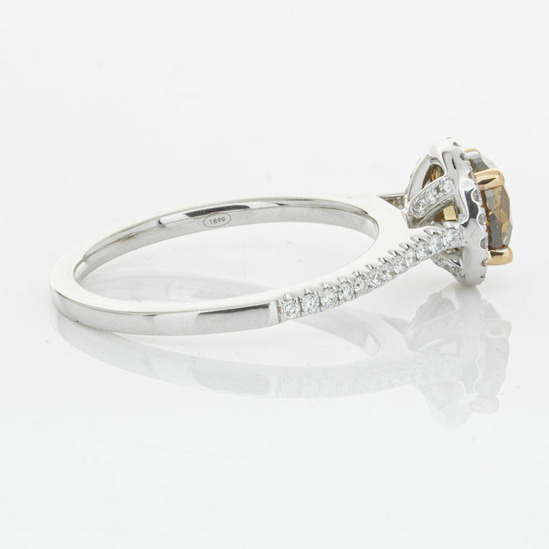 18ct White Gold Mocha Diamond Halo Ring-Ring-Walker & Hall