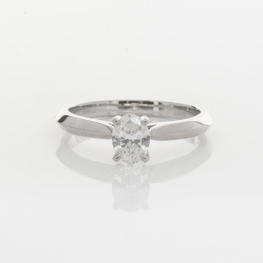 18ct White Gold .50ct Oval Diamond Venetian Ring-Ring-Walker & Hall