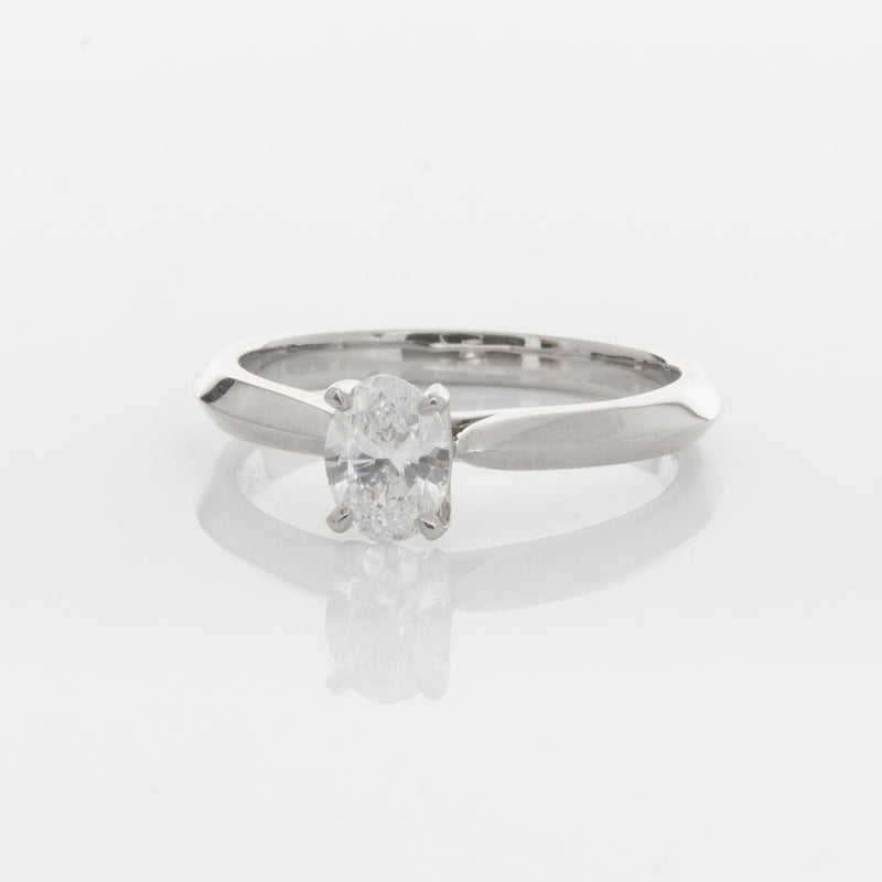 18ct White Gold .50ct Oval Diamond Venetian Ring-Ring-Walker & Hall