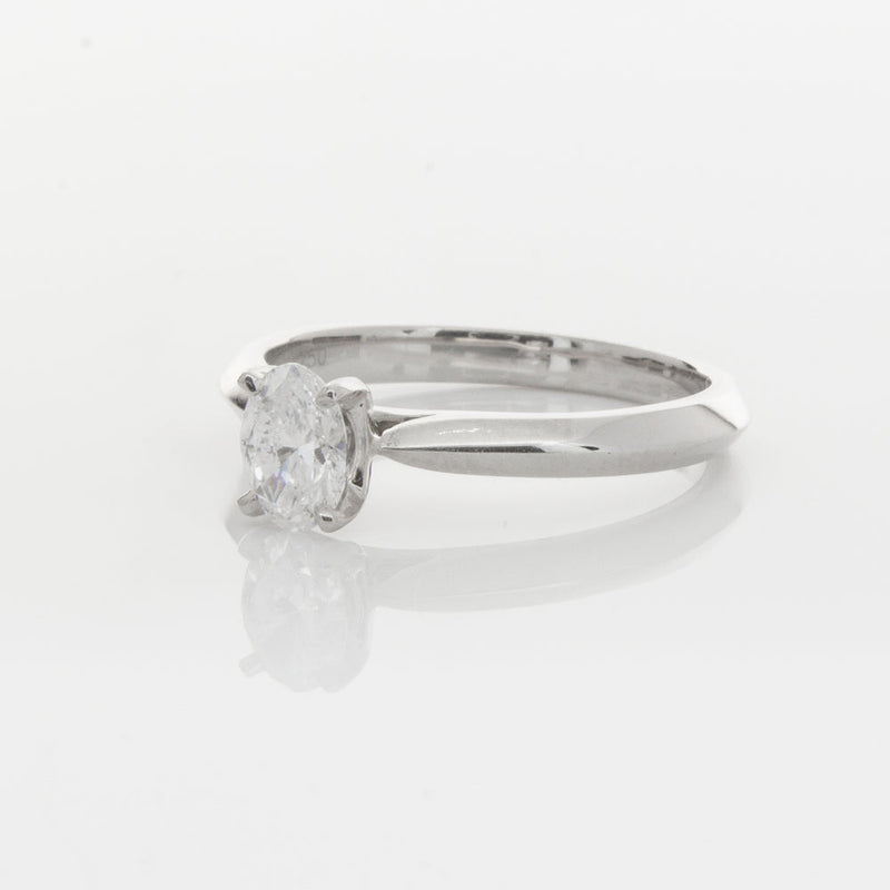 18ct White Gold .50ct Oval Diamond Venetian Ring-Ring-Walker & Hall