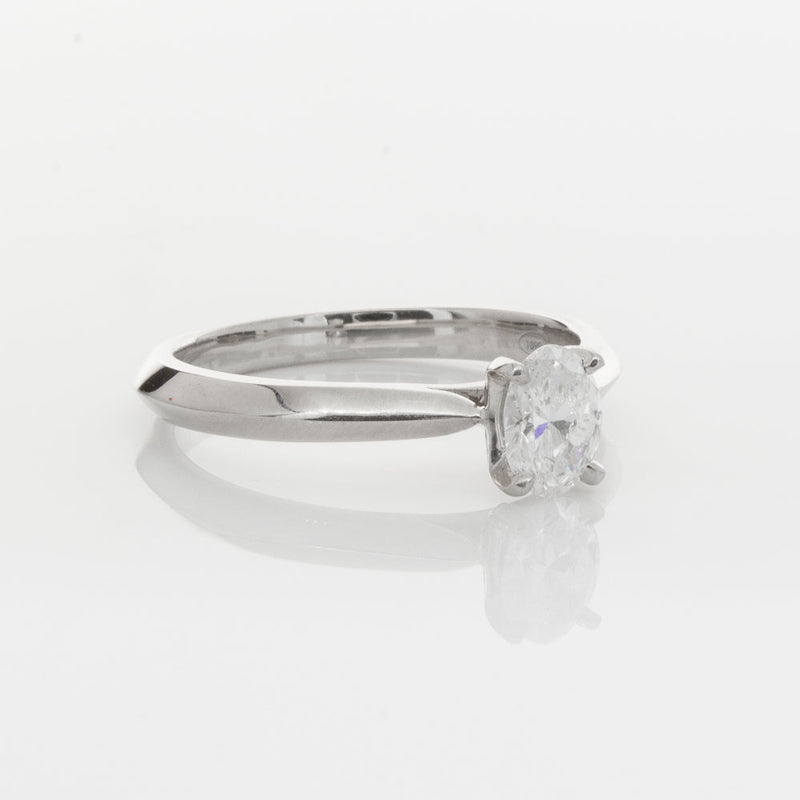 18ct White Gold .50ct Oval Diamond Venetian Ring-Ring-Walker & Hall