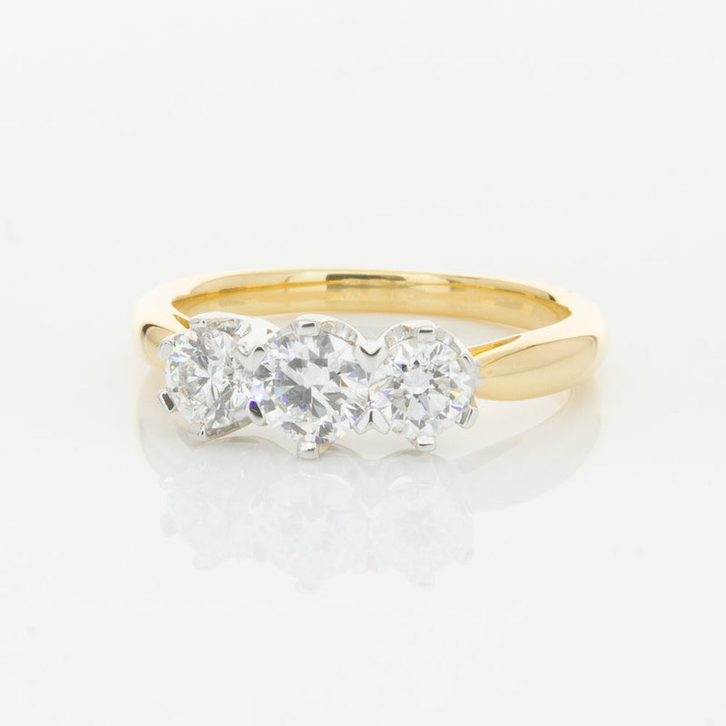 18ct Yellow Gold 1.05ct Diamond Trilogy Ring-Ring-Walker & Hall
