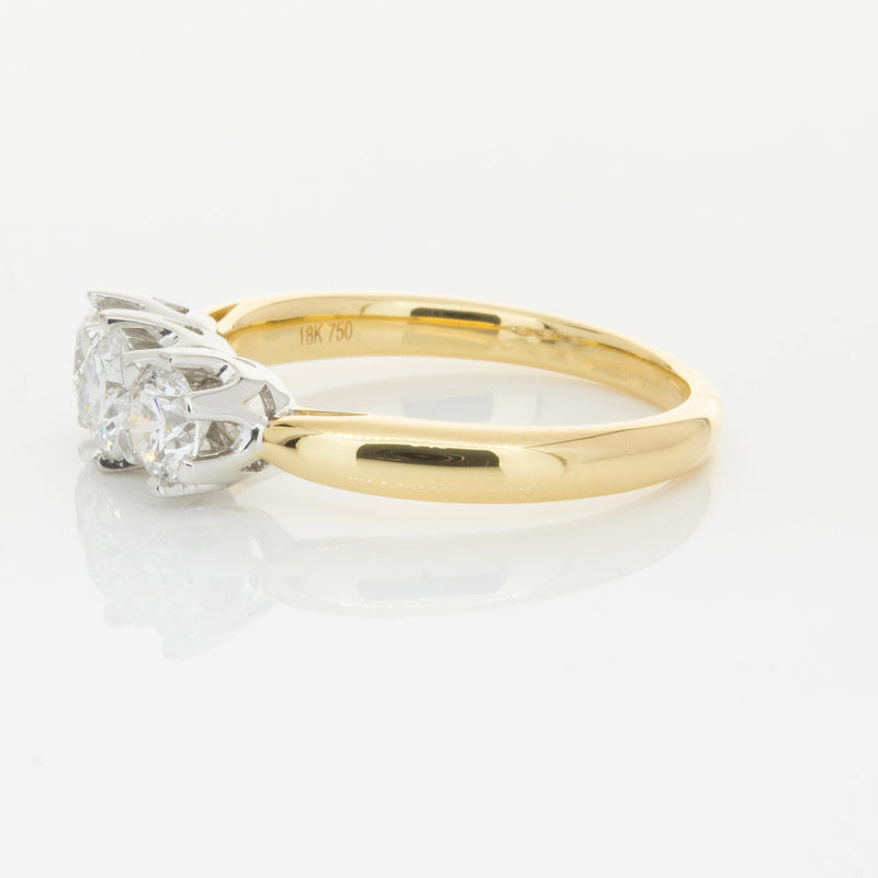 18ct Yellow Gold 1.05ct Diamond Trilogy Ring-Ring-Walker & Hall