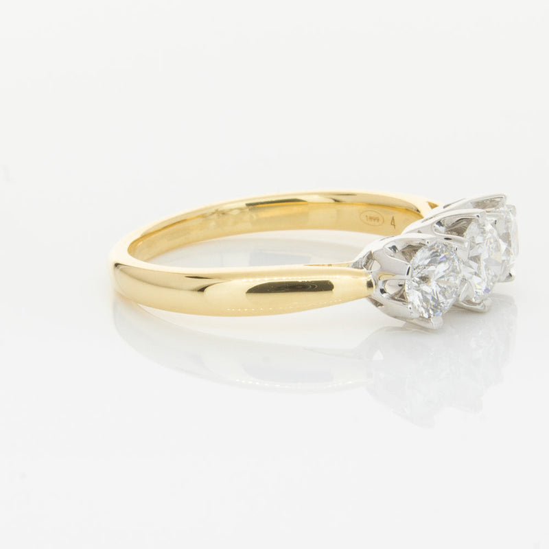 18ct Yellow Gold 1.05ct Diamond Trilogy Ring-Ring-Walker & Hall