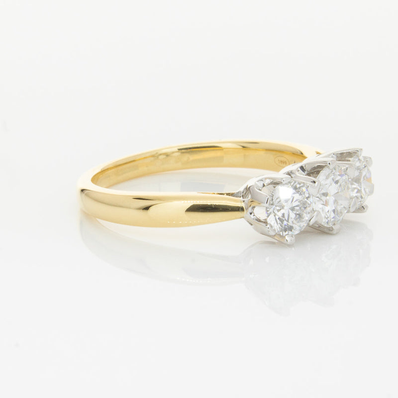 18ct Yellow Gold 1.05ct Diamond Trilogy Ring-Ring-Walker & Hall