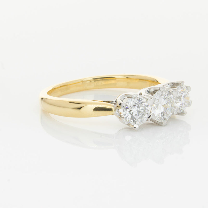 18ct Yellow Gold 1.05ct Diamond Trilogy Ring-Ring-Walker & Hall