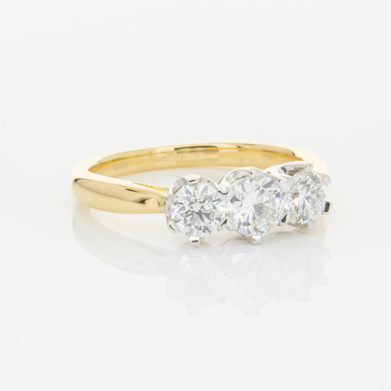 18ct Yellow Gold 1.05ct Diamond Trilogy Ring-Ring-Walker & Hall