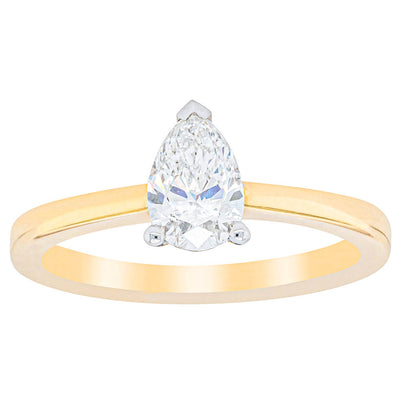 18ct Yellow Gold .70ct Pear Cut Diamond Ring-Ring-Walker & Hall