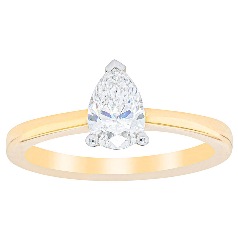 18ct Yellow Gold .70ct Pear Cut Diamond Ring-Ring-Walker & Hall