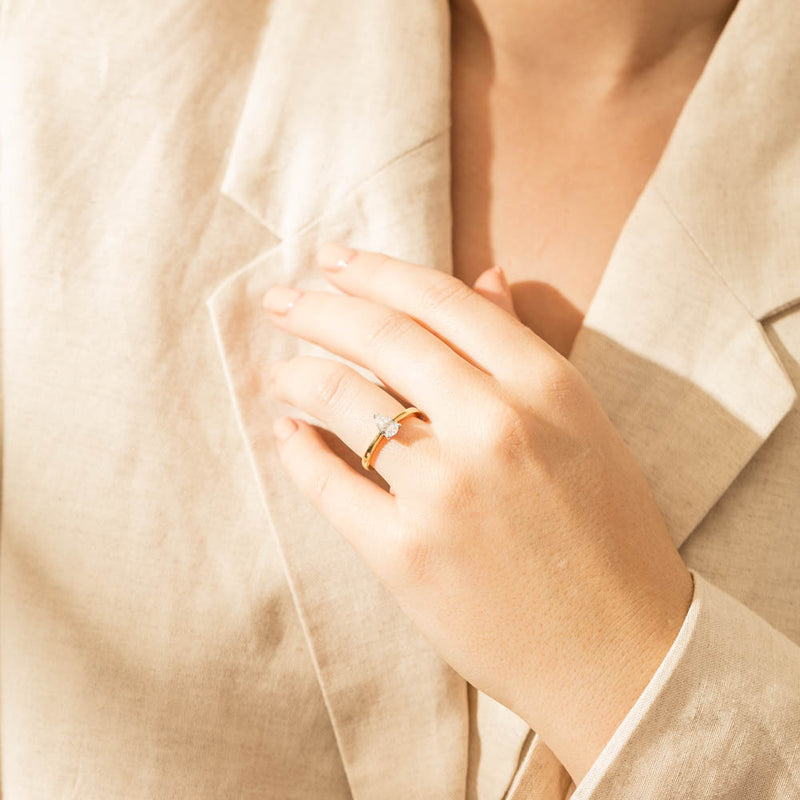 18ct Yellow Gold .70ct Pear Cut Diamond Ring-Ring-Walker & Hall