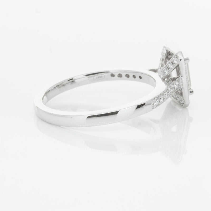 18ct White Gold .49ct Emerald Cut Diamond Aria Ring-Ring-Walker & Hall