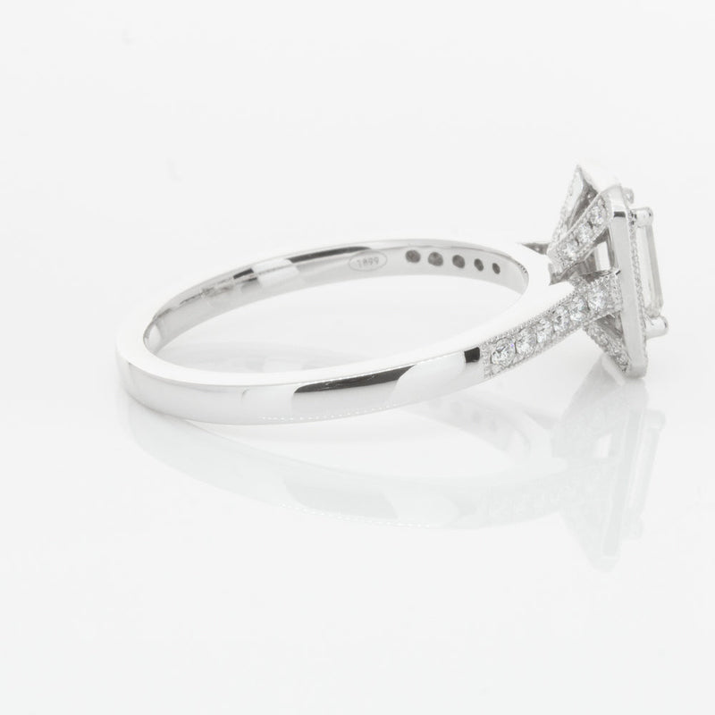 18ct White Gold .49ct Emerald Cut Diamond Aria Ring-Ring-Walker & Hall