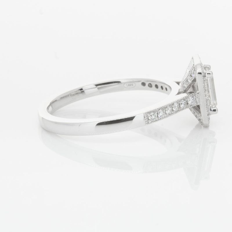 18ct White Gold .49ct Emerald Cut Diamond Aria Ring-Ring-Walker & Hall