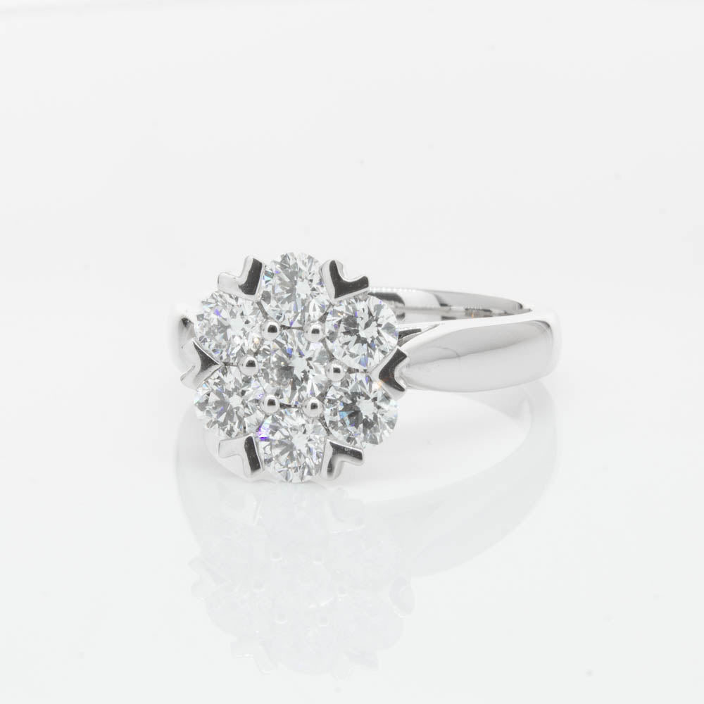 18ct White Gold 1.20ct Diamond Lotus Ring-Ring-Walker & Hall