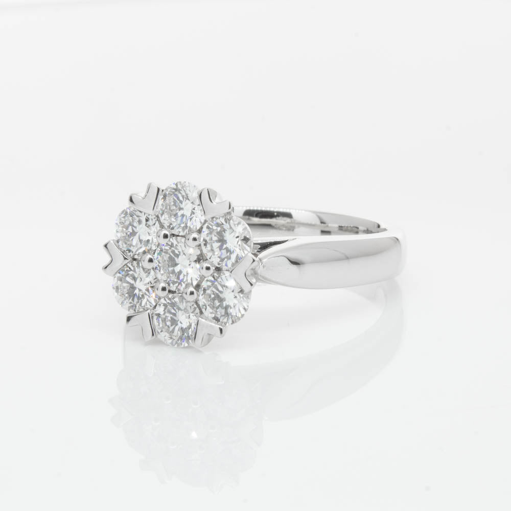 18ct White Gold 1.20ct Diamond Lotus Ring-Ring-Walker & Hall