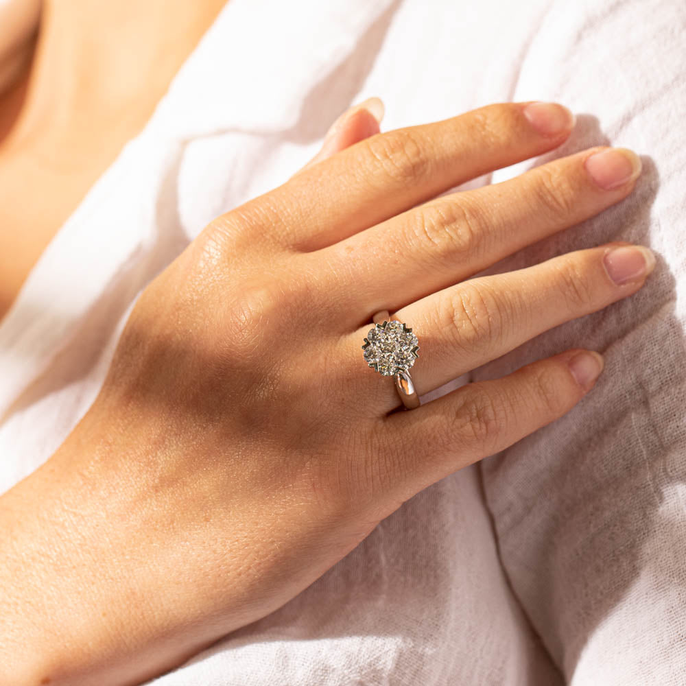 18ct White Gold 1.20ct Diamond Lotus Ring-Ring-Walker & Hall