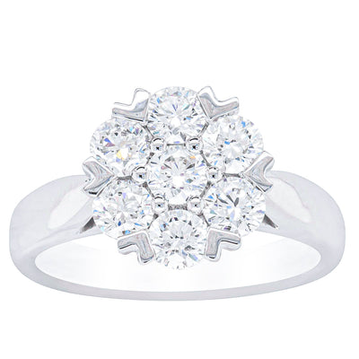 18ct White Gold 2.25ct Diamond Lotus Ring-Ring-Walker & Hall