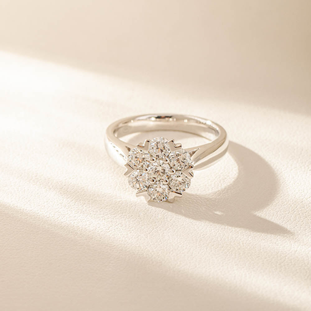 18ct White Gold 1.20ct Diamond Lotus Ring-Ring-Walker & Hall