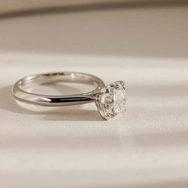 18ct White Gold 2.01ct Cushion Cut Diamond Venetian Ring-Ring-Walker & Hall
