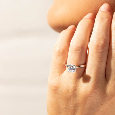 18ct White Gold 2.01ct Cushion Cut Diamond Venetian Ring-Ring-Walker & Hall