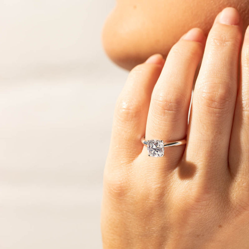 18ct White Gold 2.01ct Cushion Cut Diamond Venetian Ring-Ring-Walker & Hall