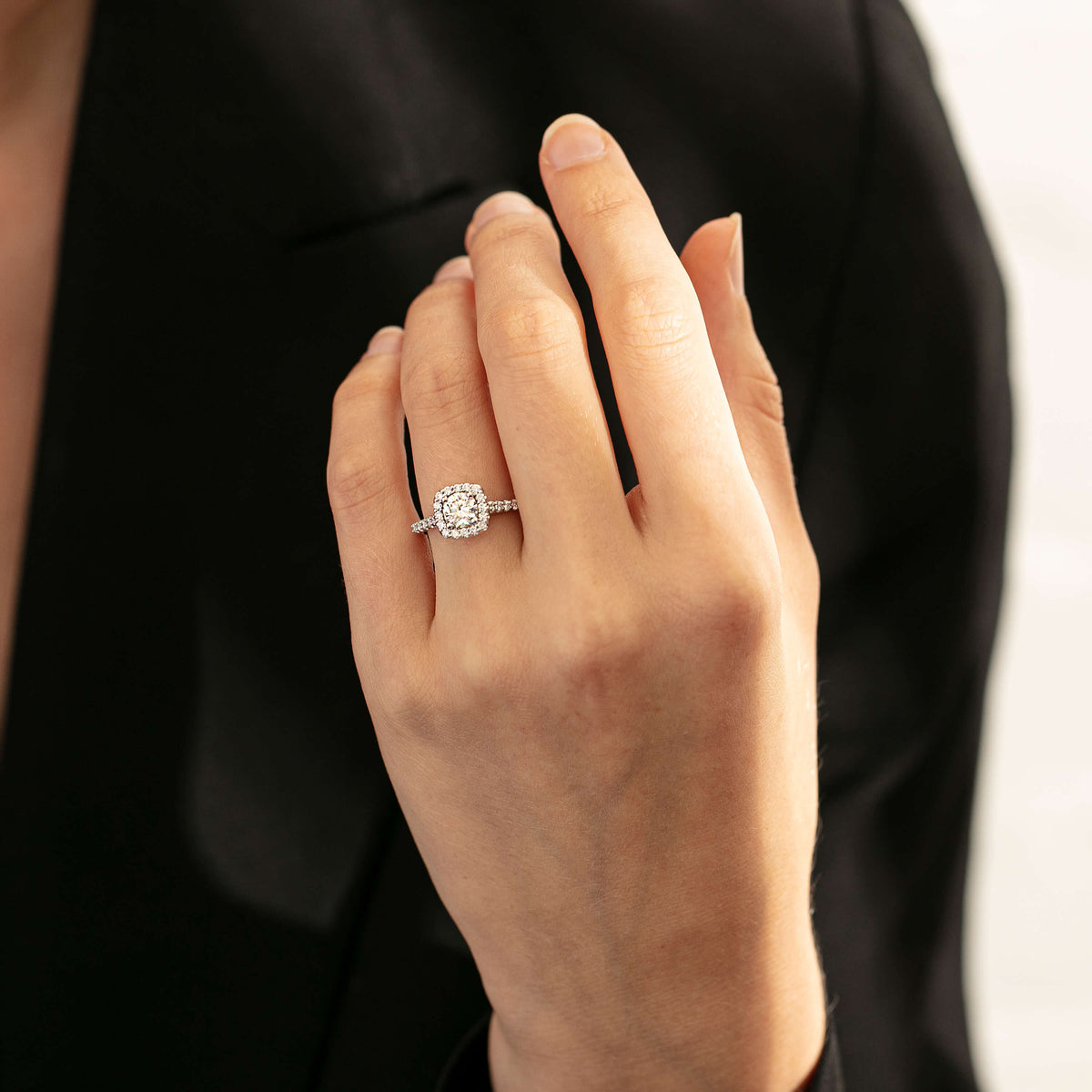 Model wearing Diamond Manhattan Ring