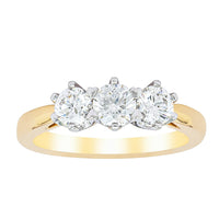 18ct Yellow Gold 1.05ct Diamond Trilogy Ring-Ring-Walker & Hall