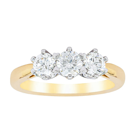 18ct Yellow Gold 1.03ct Diamond Trilogy Ring-Ring-Walker & Hall