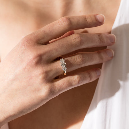 18ct Yellow Gold 1.03ct Diamond Trilogy Ring-Ring-Walker & Hall