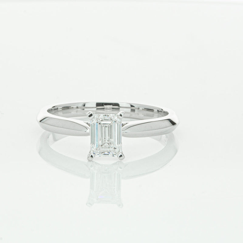 18ct White Gold .73ct Emerald Cut Diamond Venetian Ring-Ring-Walker & Hall