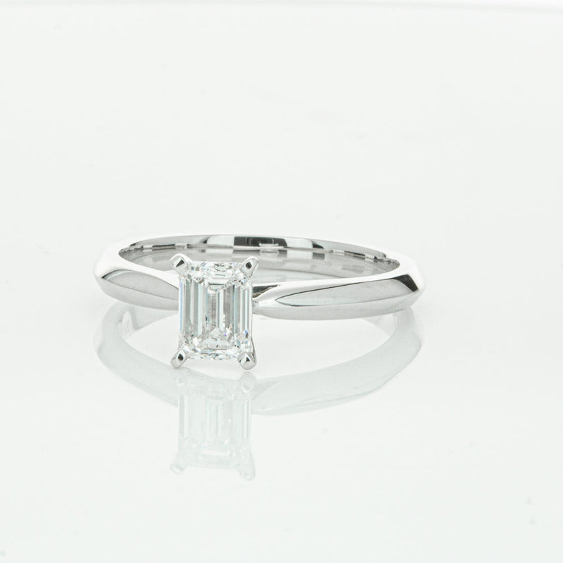 18ct White Gold .73ct Emerald Cut Diamond Venetian Ring-Ring-Walker & Hall