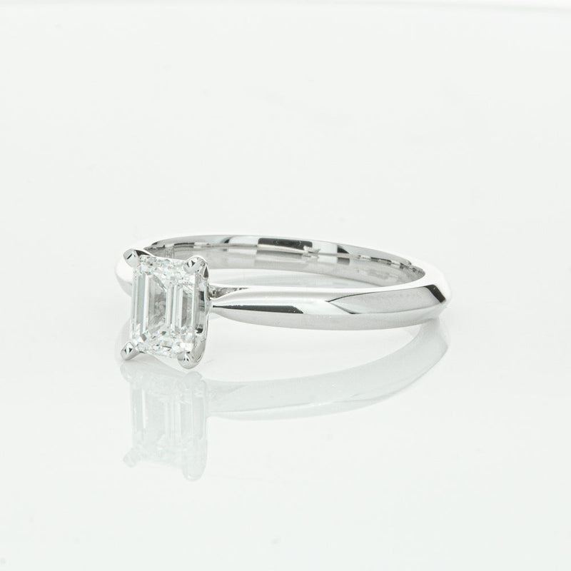 18ct White Gold .73ct Emerald Cut Diamond Venetian Ring-Ring-Walker & Hall