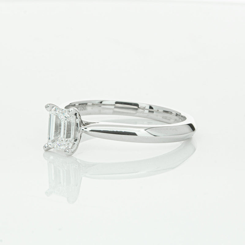 18ct White Gold .73ct Emerald Cut Diamond Venetian Ring-Ring-Walker & Hall
