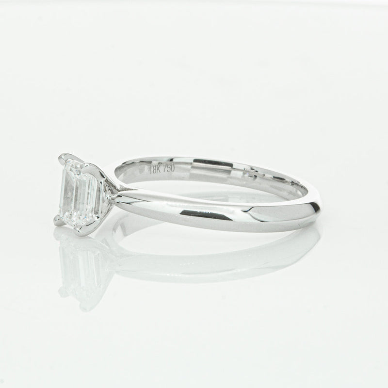 18ct White Gold .73ct Emerald Cut Diamond Venetian Ring-Ring-Walker & Hall