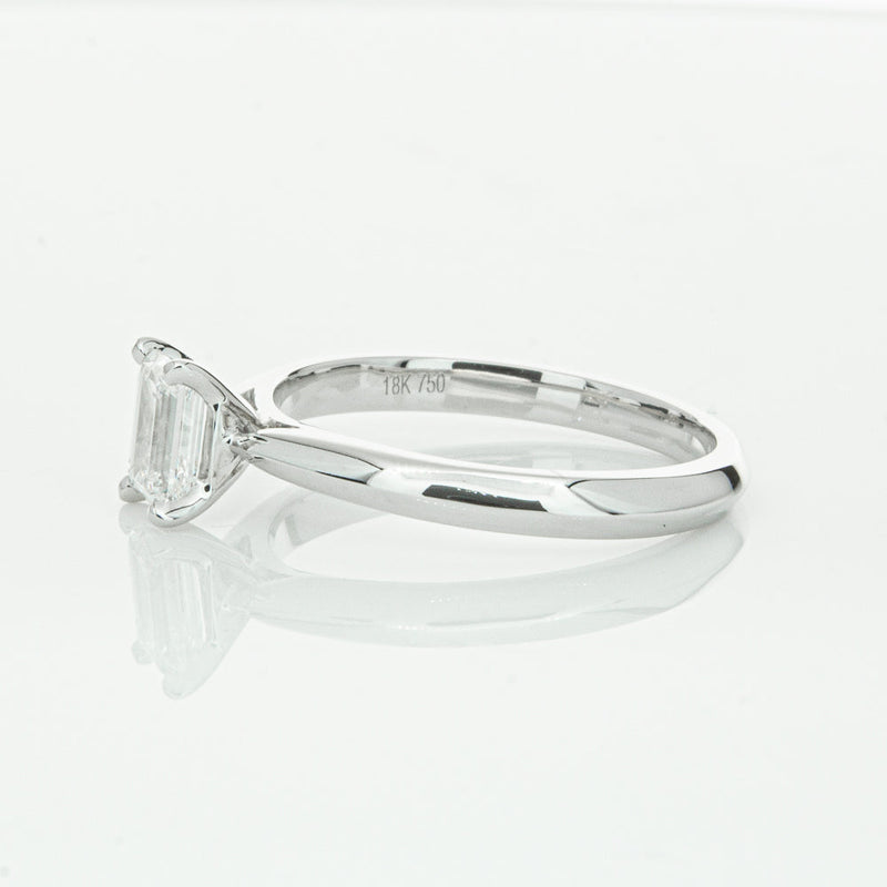 18ct White Gold .73ct Emerald Cut Diamond Venetian Ring-Ring-Walker & Hall